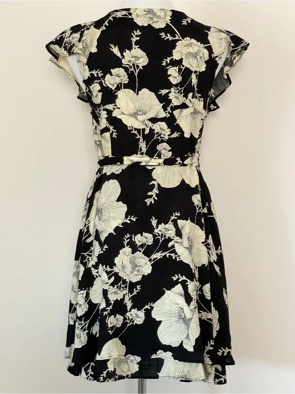Free People French Quarter Floral Wrap Dress - Black & Cream Size Small